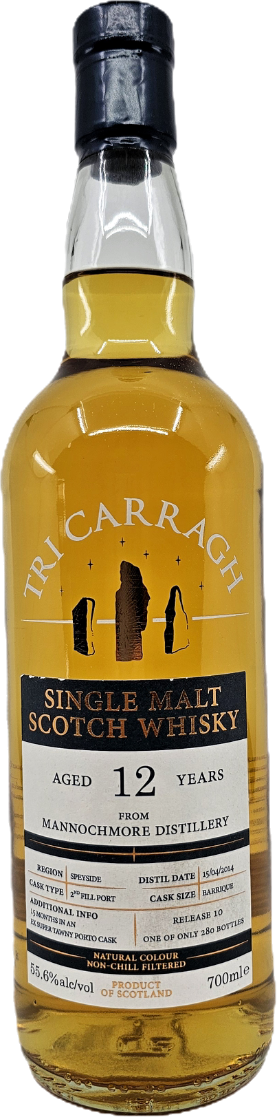 Tri Carragh Mannochmore 12YR Single Malt Scotch